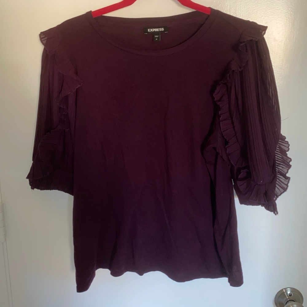 Purple puff sleeve size medium express pima cotton blouse